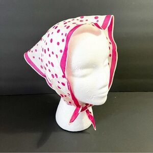 Vintage 60’s 70s Pink White Polka Dot Triangle Head Scarf Kerchief Festival MCM